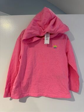 GAP Kids Bright Pink Hooded Long-Sleeve Top with Small Star NWT